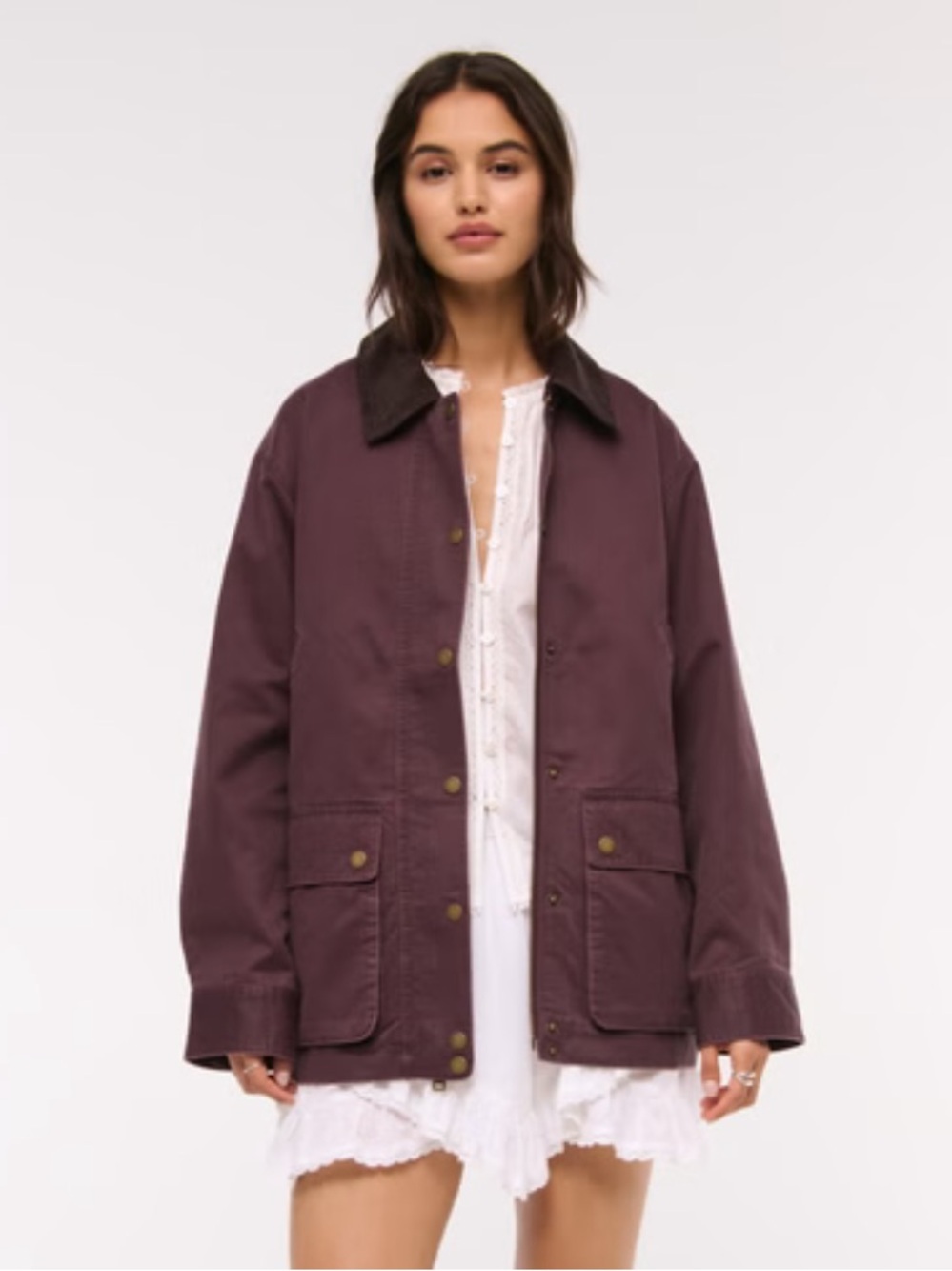 Abercrombie & Fitch Waxed Utility Jacket in Burgundy
